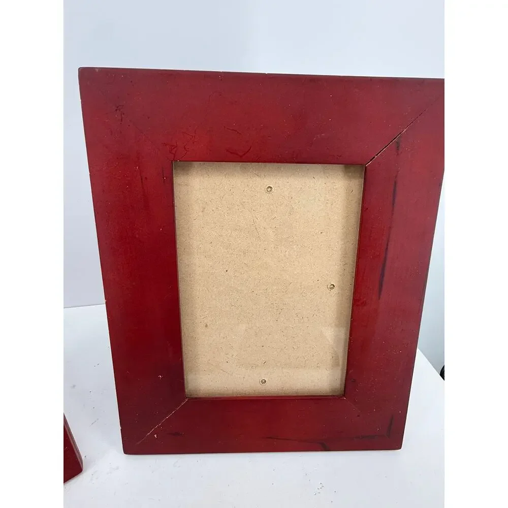Wood Picture Frame Lot 4 Red Cherry Mahogany Tone 5x7 4x6 Oval Tabletop Decor